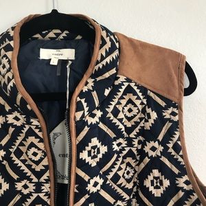 Entro Aztec Vest w/ Faux Suede Detail